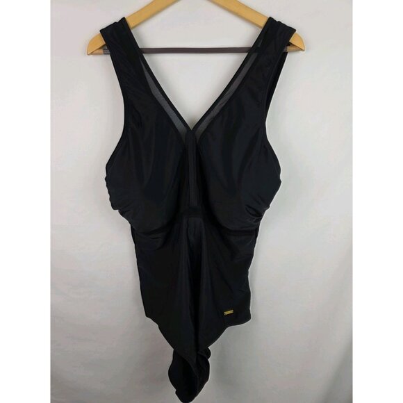 Nicole Miller Women's One Piece Swimsuit Plus Size 1X Black Sheer Swim - Picture 13 of 13